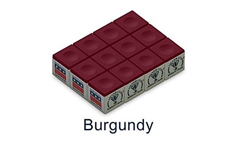 One Dozen Burgundy Silver Cup Pool Cue Chalk