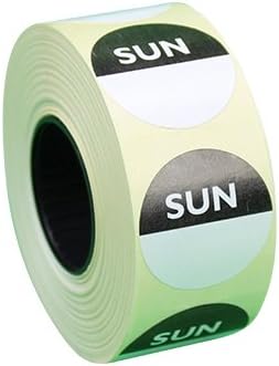 Food Hygiene Labels Food Label Day Dots Sunday (Black) - 1 Roll - 1000 Stickers - Permanent Adhesive