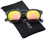 Vintage Inspired Mirror Lens Round Horned Rim Frame Retro Sunglasses