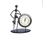 BFRed Antique Hand Made Crafts Retro Style Desk & Shelf Clock Musician Statue Metal Modern Home Office Decoration (Saxophone)