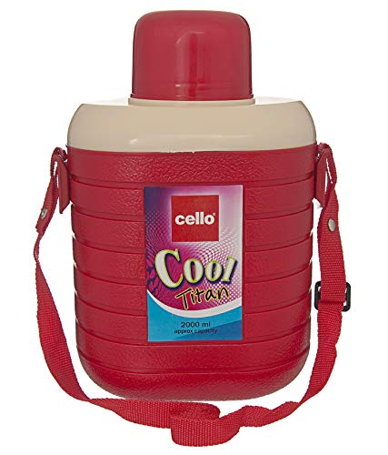 Cello Cool Titan Plastic Water Bottle, 2.5 Litre, 1-Piece, Red
