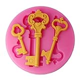 FOUR-C Cake Embossing Mold Keys Decor Silicone Mould Color Pink