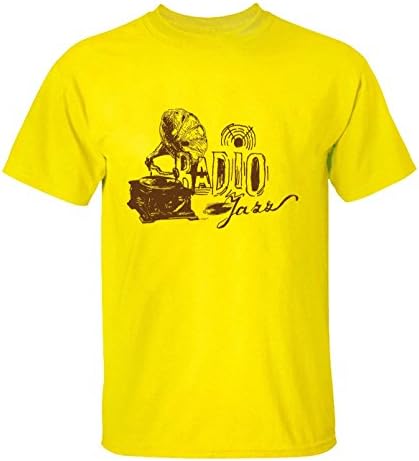 Yigenvren Men Elements of Life Retro Radio Jazz Fashion Tees M yellow