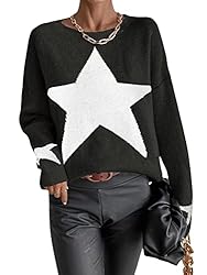 SOLY HUX Women's Star Print Long Sleeve Crewneck