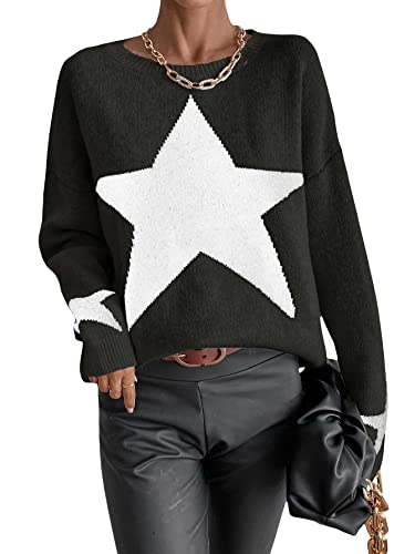SOLY HUX Women's Star Print Long Sleeve Crewneck