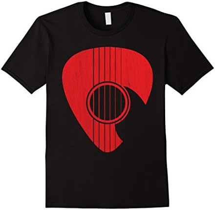 Men's Guitar t-shirt red Large Black