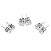 Sohapy Stainless Steel Round Clear Cubic Zirconia Diamond Rhinestone Stud Earrings, Roseate Jewelry, 6 Pairs (Color Silver)