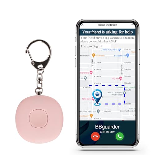 5-in-1 Smart Personal Safety Alarm, Email, Emergency Alert by Email, Texts and Phone Call with GPS Location, Self Defense Keychain for Women Girls, Bluetooth Key Finder, Phone Anti Lost Alarm Pink