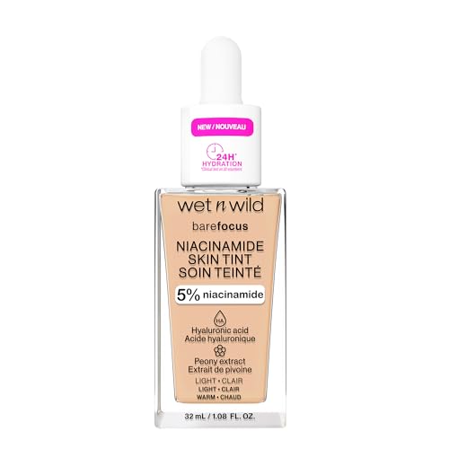 wet n wild Bare Focus Skin Tint, 5% Niacinamide Enriched, Buildable Sheer Light…