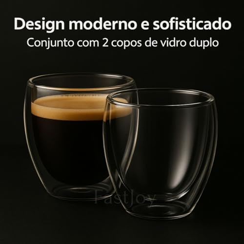 Copo de Vidro Duplo para Café 250ml Conjunto com 2 Peças Isolamento Térmico e Design Moderno Premium