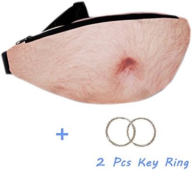 HTKJ Dad Bag Fanny Pack Unisex Fake Beer Belly Waist Bag with Zipper Adjustable Belt