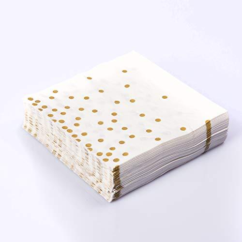 200PCS Gold Dot Disposable Paper Plates,Cups and Napkins, Tableware Sets Include 50 Dinner Plates, 50 Dessert Plates, 50 9 oz Paper Cups, 50 Luncheon Napkins, for Baby Shower Birthday Wedding Party - Thumbnail 5