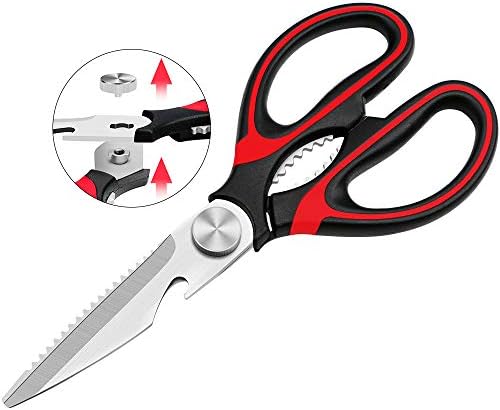 KUONIIY Heavy Duty Kitchen Scissors, Detachable Kitchen Shears, Cooking Scissors, Suitable for Shearing Chicken, Poultry, Fish, Meat, Vegetables, Herbs