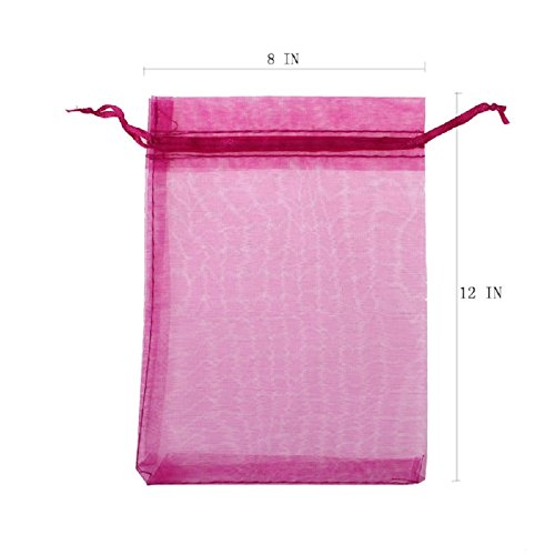 KUPOO Pack of 50PCS 8x12 Inch Organza Drawstring Gift Bag Pouch Wrap for Party/Game/Wedding (Rose)