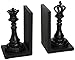 Deco 79 Polystone King and Queen Chess Bookend Pair, 5 by 8-Inch, Walnut Brown/Black