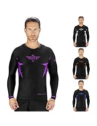Elite Sports Star Compresión de manga completa, MMA, BJJ, No Gi, Cross Training Rash Guard