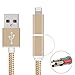 USB Cable 2 in 1 Lightning Cable 3.3FT/1M Nylon Braided Sync iphone charger for iPhone, iPad /iPod, Samsung, Nexus, Nokia, Sony and more