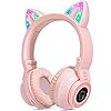 Kids-Headphones-Wireless-Light-Up-Cat-Ear-Bluetooth-Headphones-Over-Ear-Childrens-Foldable-Headphones-wMicrophone-for-Amazon-Fire-TabletLaptopiPad-Pink JYPS Kids Headphones Wireless Light Up Cat Ear Bluetooth Headphones Over Ear Childrens Foldable Headphones w/Microphone…
