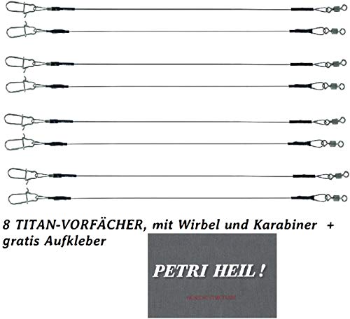 JENZI Titan VORFACH Set: 8 Stück Titanvorfächer von Jenzi 30cm, 7kg+ gratis Petri Heil! Aufkleber – Bild 3