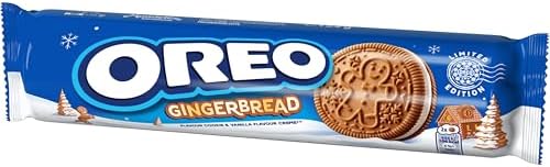 Bolachas de gengibre, bolachas de gengibre e canela recheadas com creme de baunilha, edição de Natal - Pack de 16 unidades, 154 g