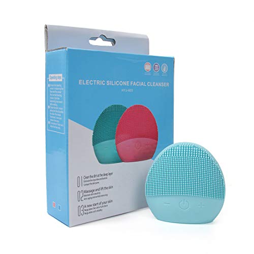 Mini Silicone Facial Cleansing Brush - FEITA Waterproof Silicon Face Cleaner and Electric Masager System for All Skin Types (Blue)