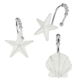 D DS CURTAIN Madamoiselle Decorative Shower Curtain Hooks,Roller Ring Balls Designed Hooks for Bathroom Curtains,Set of… 41M0E psBAL