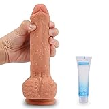Realistic Dildo Dual Density Soft Outside Firm Core for Vaginal Insertion Anal Play, PALOQUETH Average Size Dildo 7.6 Inch with Strong Suction Cup for Hands Free Fun Harness Compatible