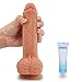 Realistic Dildo Dual Density Soft Outside Firm Core for Vaginal Insertion Anal Play, PALOQUETH Average Size Dildo 7.6 Inch with Strong Suction Cup for Hands Free Fun Harness Compatible