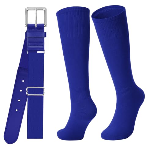 Baseball Belt and Socks Combo Football Softball Socks & Elastic Waist Belt,Royal Blue,Adult at Amazon