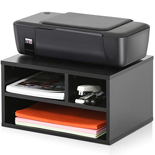 FITUEYES Wood Printer Stands with Storage，Workspace Desk Organizers for Home & Office，Black，DO304001WB