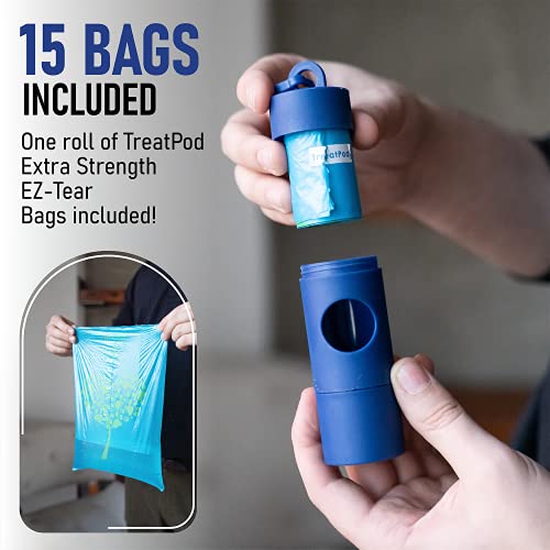 TreatPod Leash Treat Holder and Poop Bag Dispenser (Blue) 2 in 1 Dog