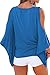 Pink Queen Women's Loose Pullover T Shirt Dolman Sleeve Blouse Top Blue Size L