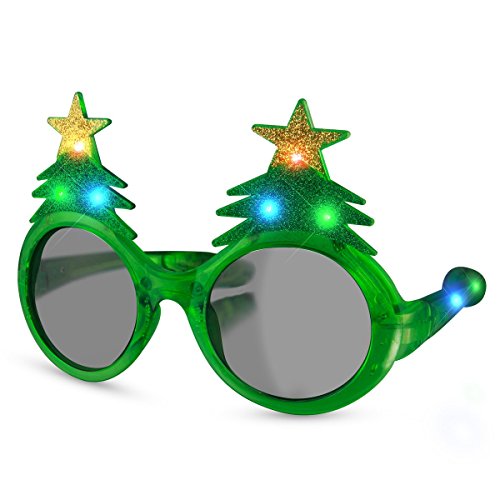 Glitter Christmas Light Up Flashing LED Sunglasses