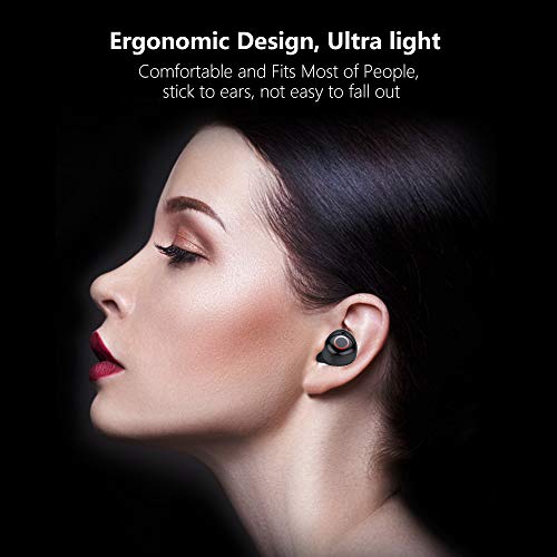 Bluetooth Earbuds, Wireless Earbuds IPX7 Waterproof Bluetooth Headset for Cell Phones 90H Playtime with 2200mAh Charging Case Built-in Mic HD Stereo Sound,Noise Canceling for Workout,Sport (Black)