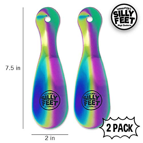 Shoe Horn for Kids or Adults Rainbow Stainless Steel Metal Shoe Horns