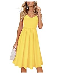 Vestido de verano sin espalda, ajustable, con correas de espagueti, espalda lisa