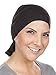 Womens Ruffle Chemo Hat Beanie Scarf, Turban Head Wrap for Cancer Black
