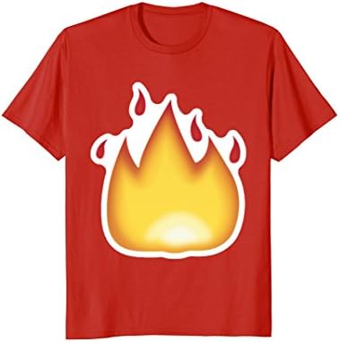 Mens Fire Emoji T-Shirt It's Lit Burning Hot Flame Flaming Small Red