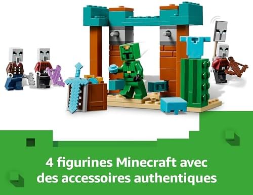 Minecraft La Patrouille d’Illageois du Désert - Jouet de Construction avec Figurines Dont Un Pillard, Un Vindicateur & Un Chevalier Cactus - Cadeau pour Gamer, Garçon ou Fille dès 7 Ans 21267