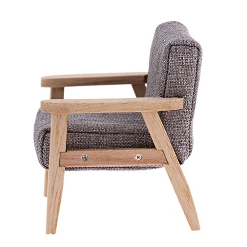 Dolity Single Sofa Chair Miniature Set 1:12 Scale Dollhouse Furniture Model Toy