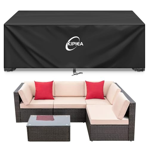 Kipiea Patio Furniture Covers Waterproof Winter, Heavy-Duty 420D Outdoor Patio Table Set Covers, Rectangular Outdoor Sectional Couch Covers (78" L x 58" W x 28" H)