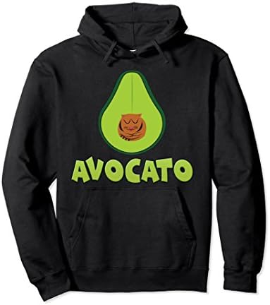 Unisex Avocado Funny Hoodie Cats Lovers Pullover Gift Vegan Small Black