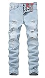 NITAGUT Men's Ripped Slim Fit Tapered Leg Jeans Vintage Blue-US 36