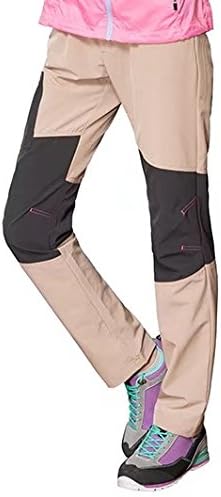 Deeko Khaki Women Quick Dry Hiking Pants With Belt (Light Khaki W37/L32)
