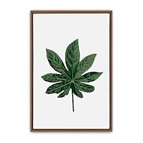 Framed Canvas Wall Art Green Leaves Canvas Prints Home Artwork Decoration for Living Room,Bedroom - 16x24 inches