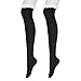 Ordenado Womens Thigh High Socks Extra Long Boot Stockings Cotton Over the Knee Leg Warmer(Black)
