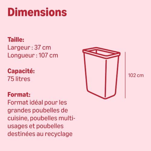 Sacs-Poubelles Extraforts (Poignées à Nouer) 15 x 75litres