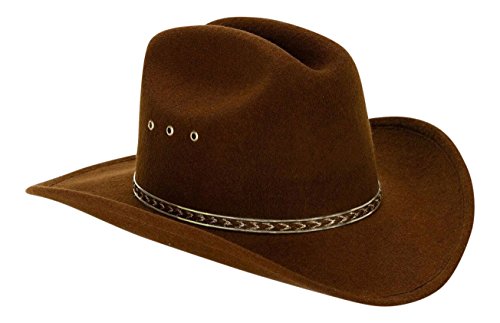 Western Child Cowboy Hat For Kids (Brown/Gold Band) - One Size (Elastic Band)