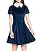Allegra K Women Contrast Doll Collar Fit and Flare Dress M Blue