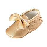 Voberry Baby Boys Girls Soft Soled Tassel Bowknots Crib Shoes PU Moccasins (0~6M, Gold)